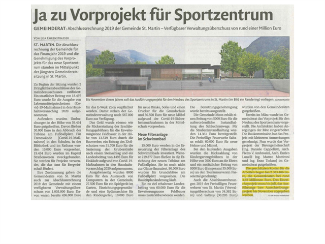 09.06.2020 Dolomiten, Ja zu Vorprojekt für Sportzentrum.pdf